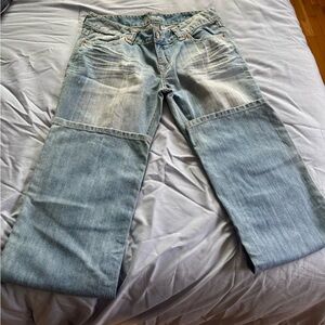 Guess Blue Boot Cut Jeans with Vintage Distressing
